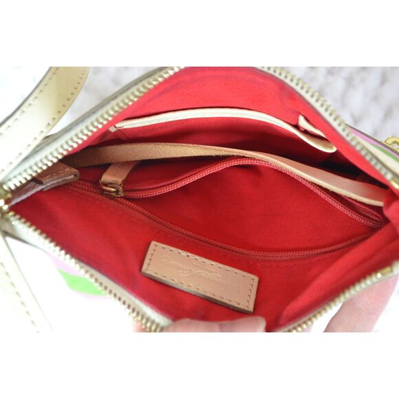 Dooney & Bourke Pink Green Zebra Leather Suki Crossbody Bag Y2K - Picture 4 of 16